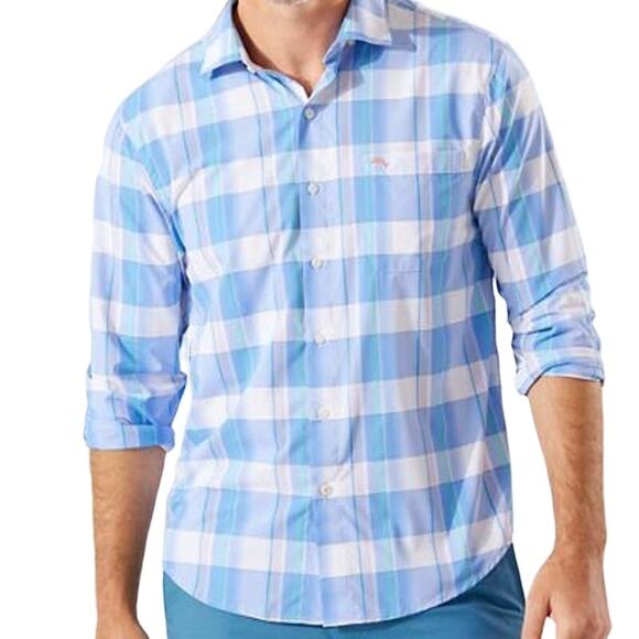 Tommy Bahama NWT Siesta Key Brisbane Plaid IslandZone Shirt Size XS Lightweight - Picture 1 of 11